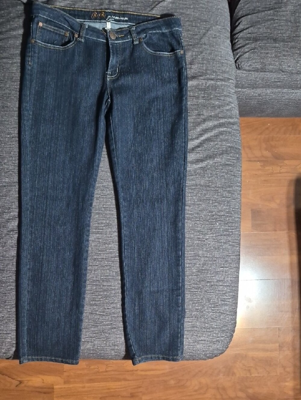Vintage BiBi Dark Blue Bootcut Jeans with White Butterfly Pocket Embroidery - Picture 4 of 8